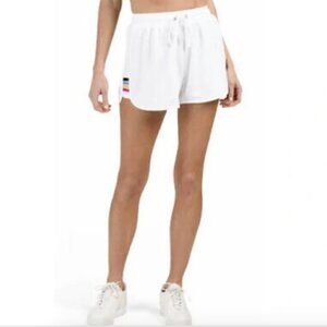 Jane and Delancey Drawstring Elastic Waist Shorts Womens M White Rainbow #310A